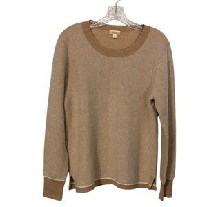 J. Crew Cashmere Sweater Women's Beige Crew Neck L Minimalist Preppy Classic